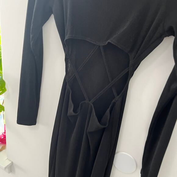 Asos Design Black Cutout Long Sleeve Maxi Dress Size 4 - Picture 4 of 6